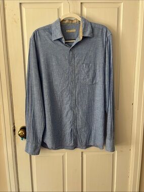 Blue Long-Sleeve Button-Up Shirt